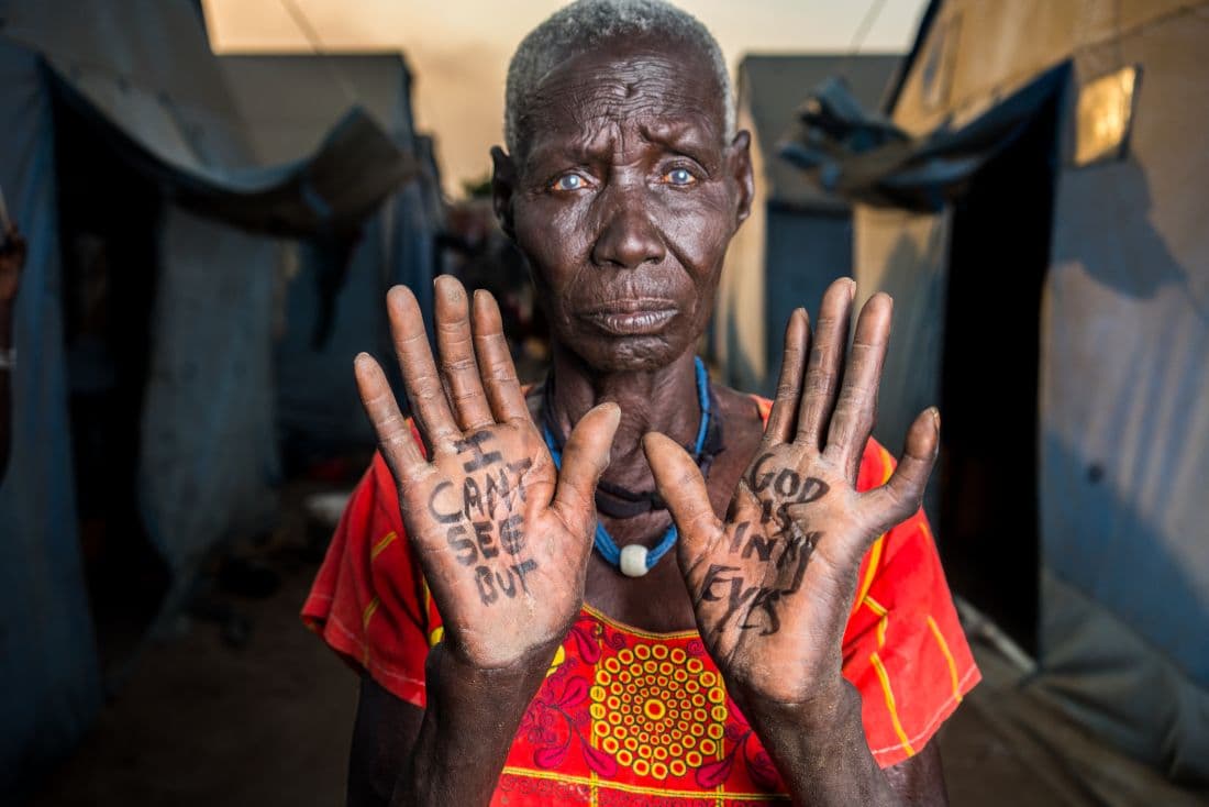 Brain Tattoo portrait with the message God Is In My Eyes